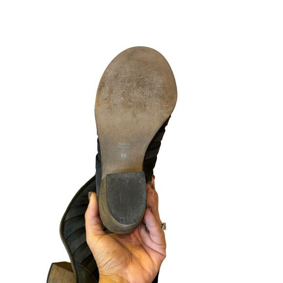 FREE PEOPLE Black Stacked Block Strappy Leather Hybrid Ankle Booties - Picture 9 of 10